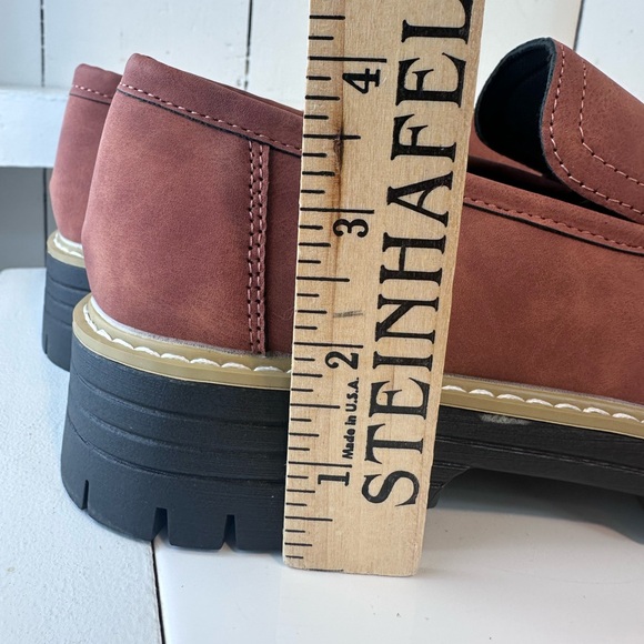 New Penny Loafers Faux Brown Suede Chunky Heels Women’s Size 40 Size 9 - Picture 6 of 7